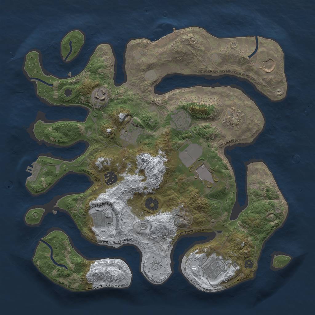 Rust Map: Procedural Map, Size: 3500, Seed: 4263855, 18 Monuments