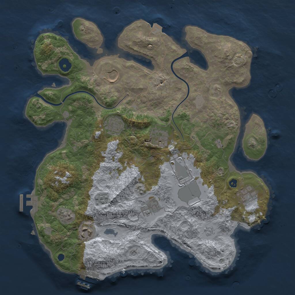 Rust Map: Procedural Map, Size: 3500, Seed: 3211250, 14 Monuments