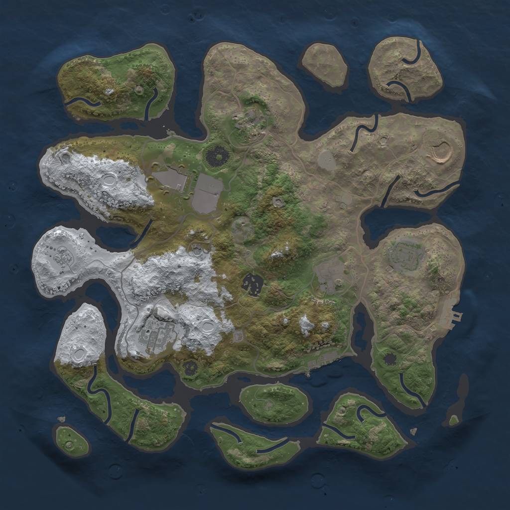 Rust Map: Procedural Map, Size: 3500, Seed: 3350657, 16 Monuments