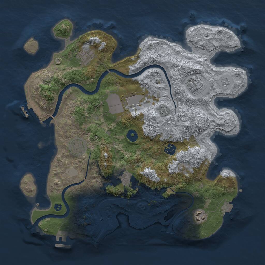 Rust Map: Procedural Map, Size: 3500, Seed: 3950018, 14 Monuments