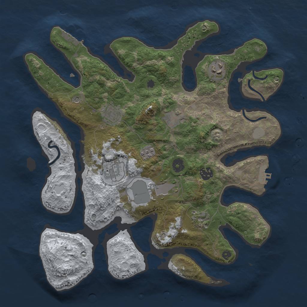 Rust Map: Procedural Map, Size: 3500, Seed: 5956190, 16 Monuments