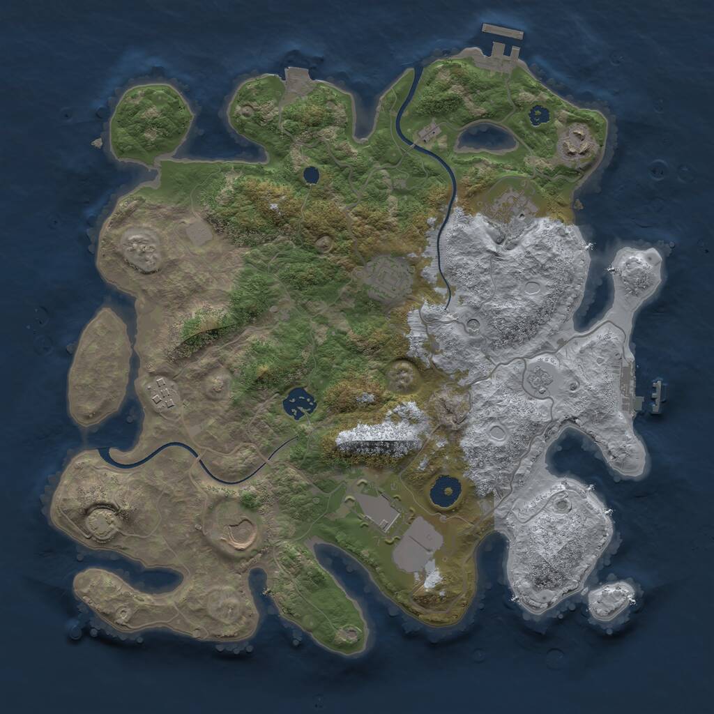 Rust Map: Procedural Map, Size: 3500, Seed: 158064, 13 Monuments