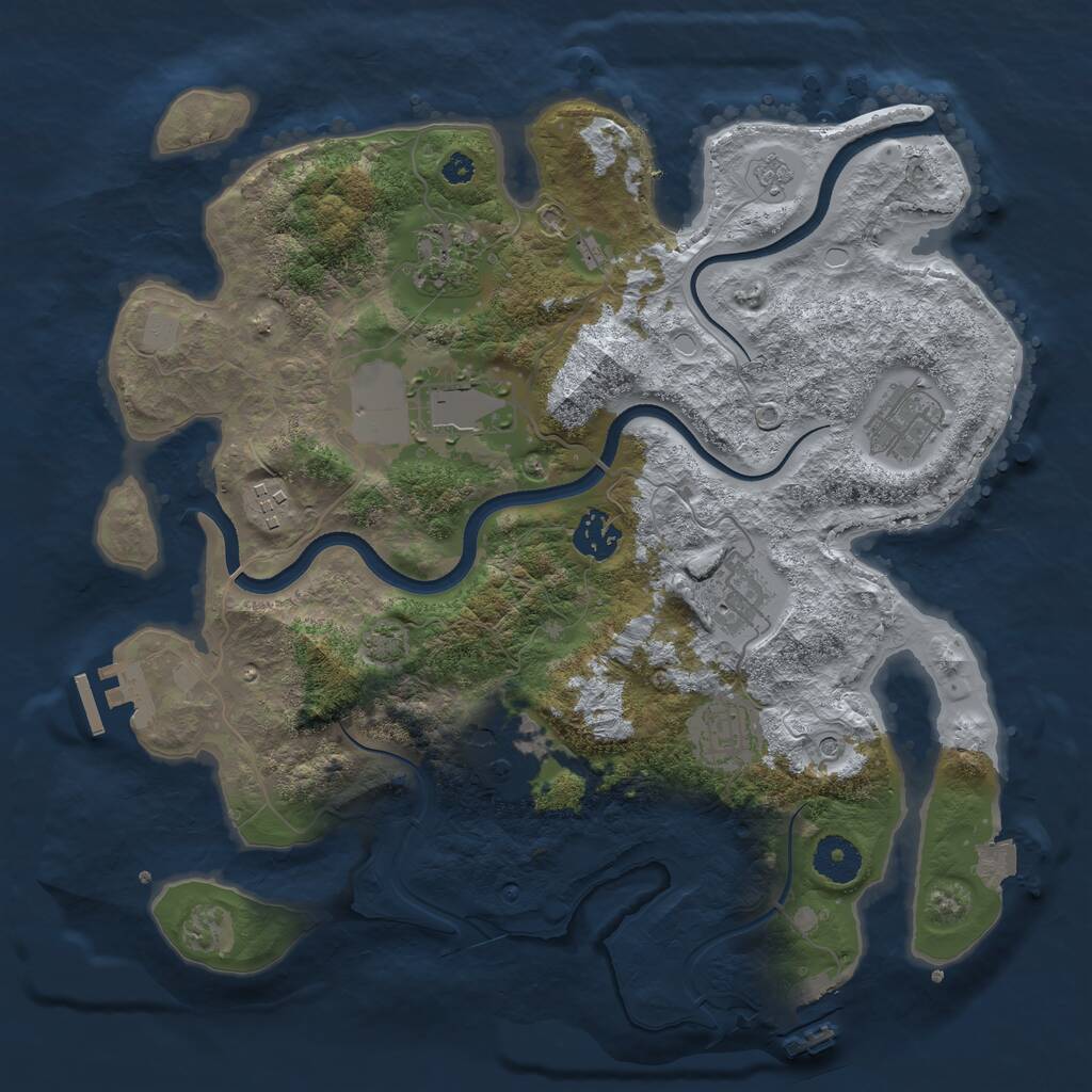 Rust Map: Procedural Map, Size: 3500, Seed: 4626300, 14 Monuments