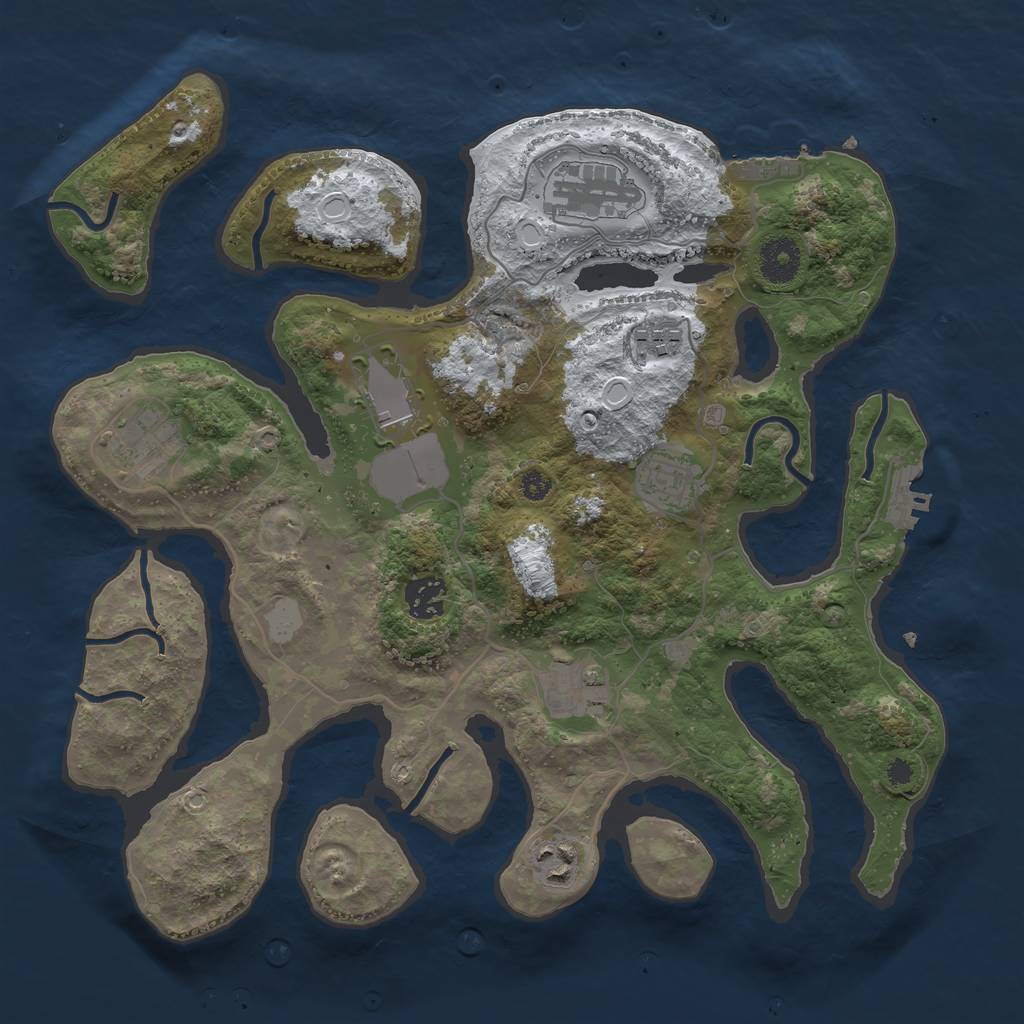Rust Map: Procedural Map, Size: 3500, Seed: 689218, 15 Monuments