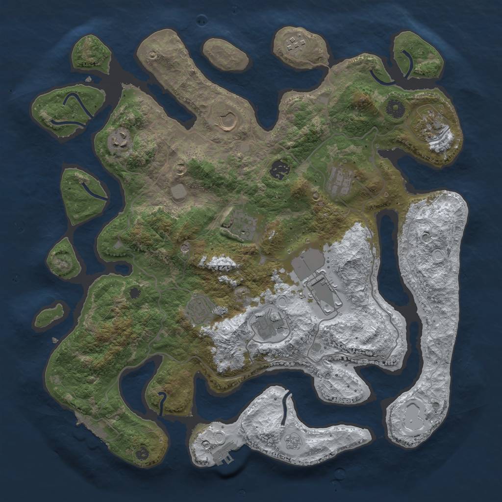 Rust Map: Procedural Map, Size: 4000, Seed: 3985084, 19 Monuments