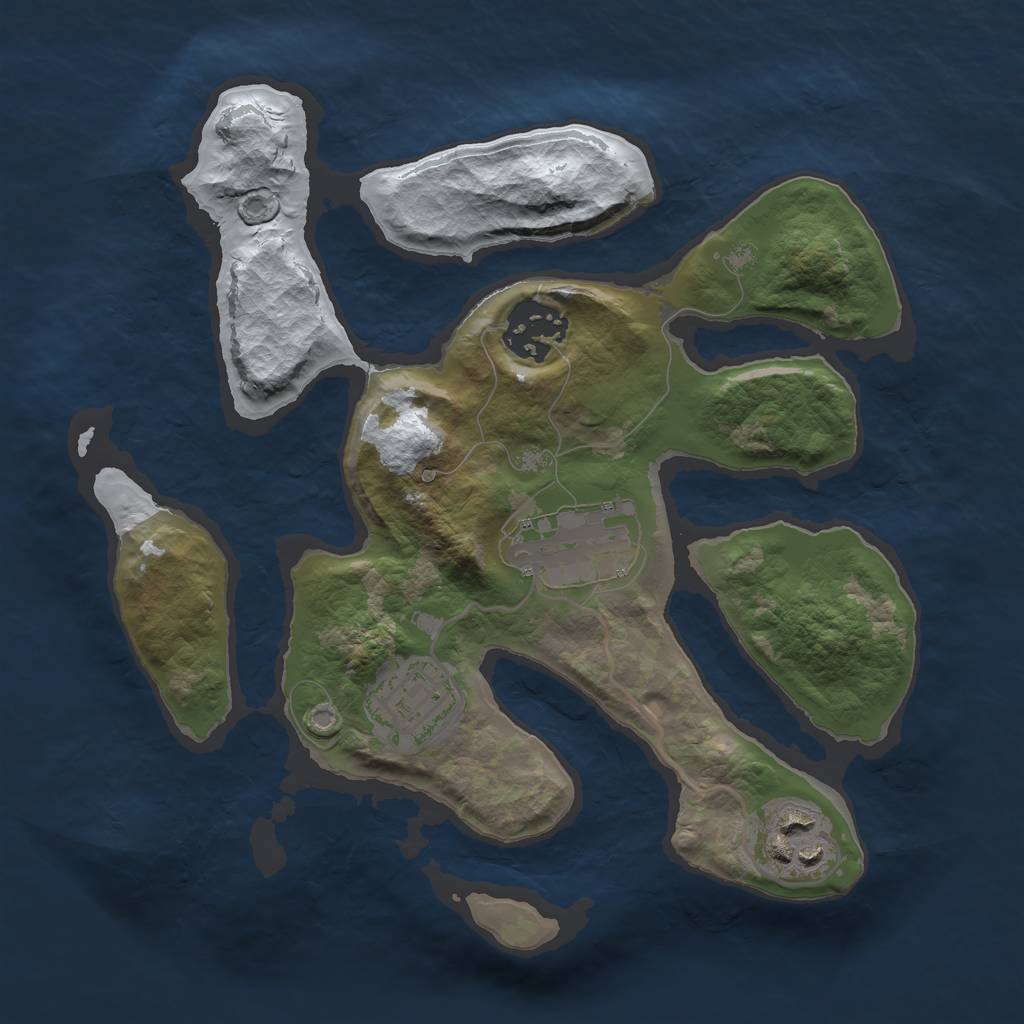 Rust Map: Barren, Size: 2500, Seed: 583326, 6 Monuments