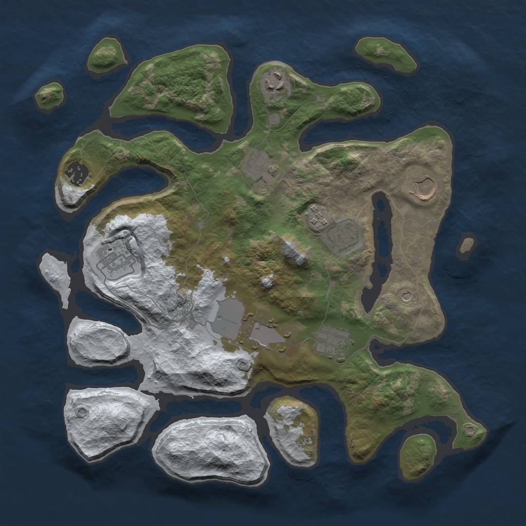 Rust Map: Barren, Size: 3500, Seed: 1226868, 12 Monuments