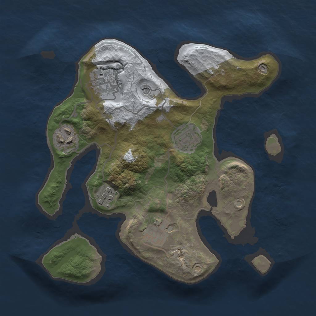 Rust Map: Barren, Size: 2500, Seed: 1608099, 8 Monuments