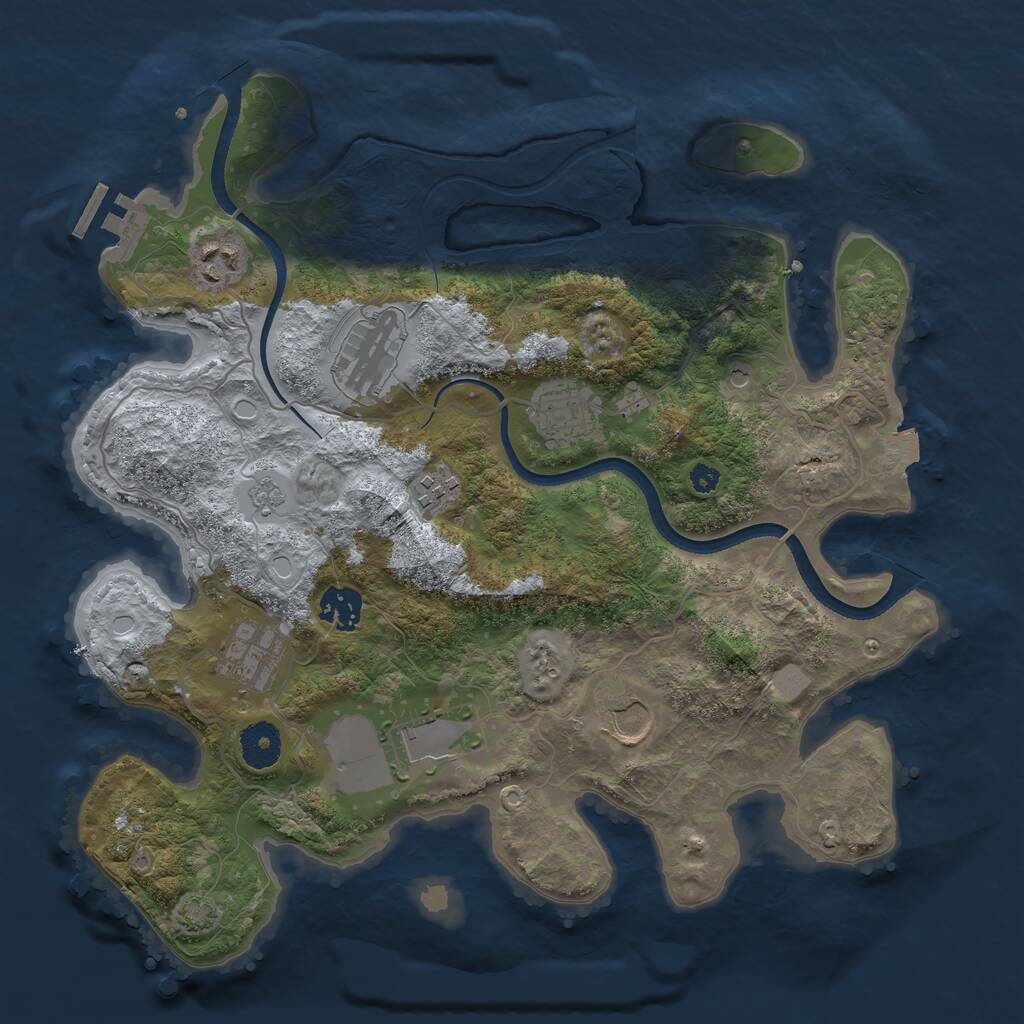 Rust Map: Procedural Map, Size: 3500, Seed: 1097333, 13 Monuments