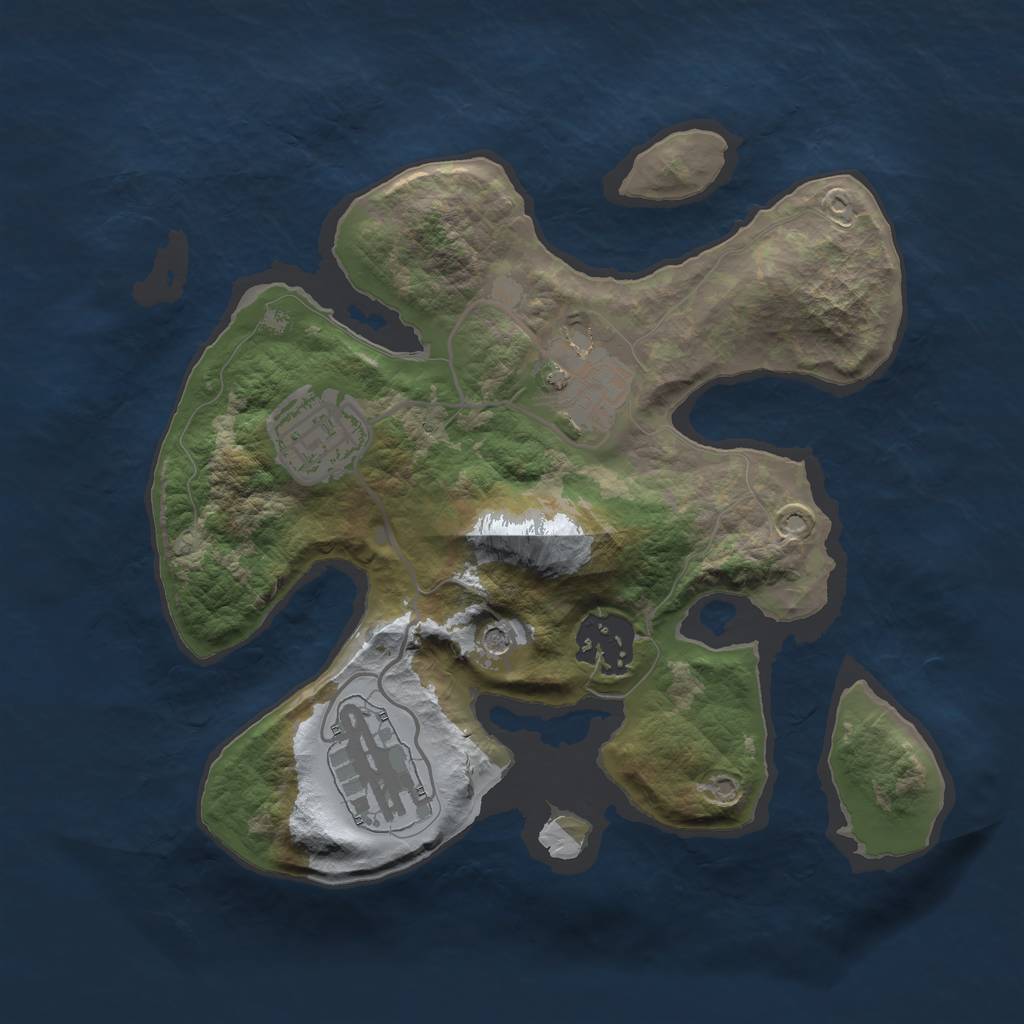 Rust Map: Barren, Size: 2500, Seed: 1254801, 7 Monuments