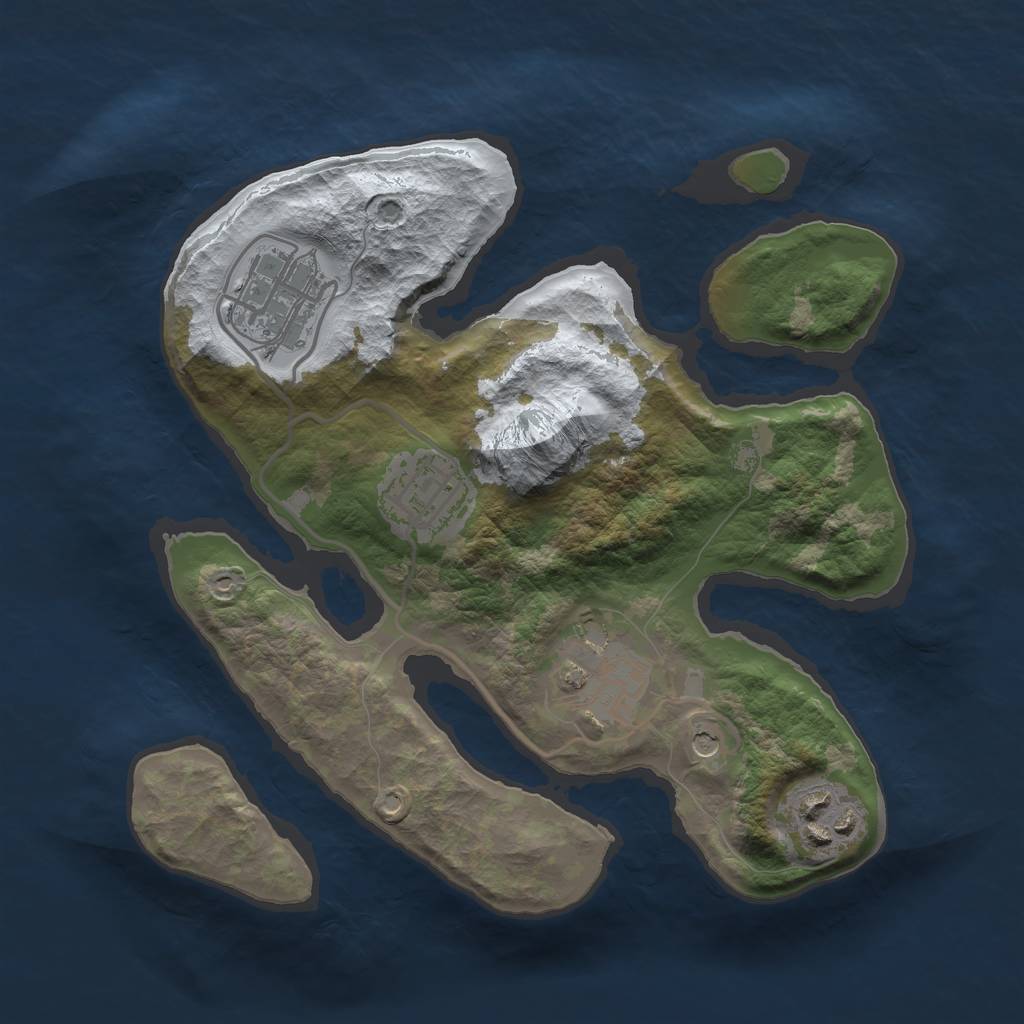 Rust Map: Barren, Size: 2500, Seed: 3890075, 7 Monuments