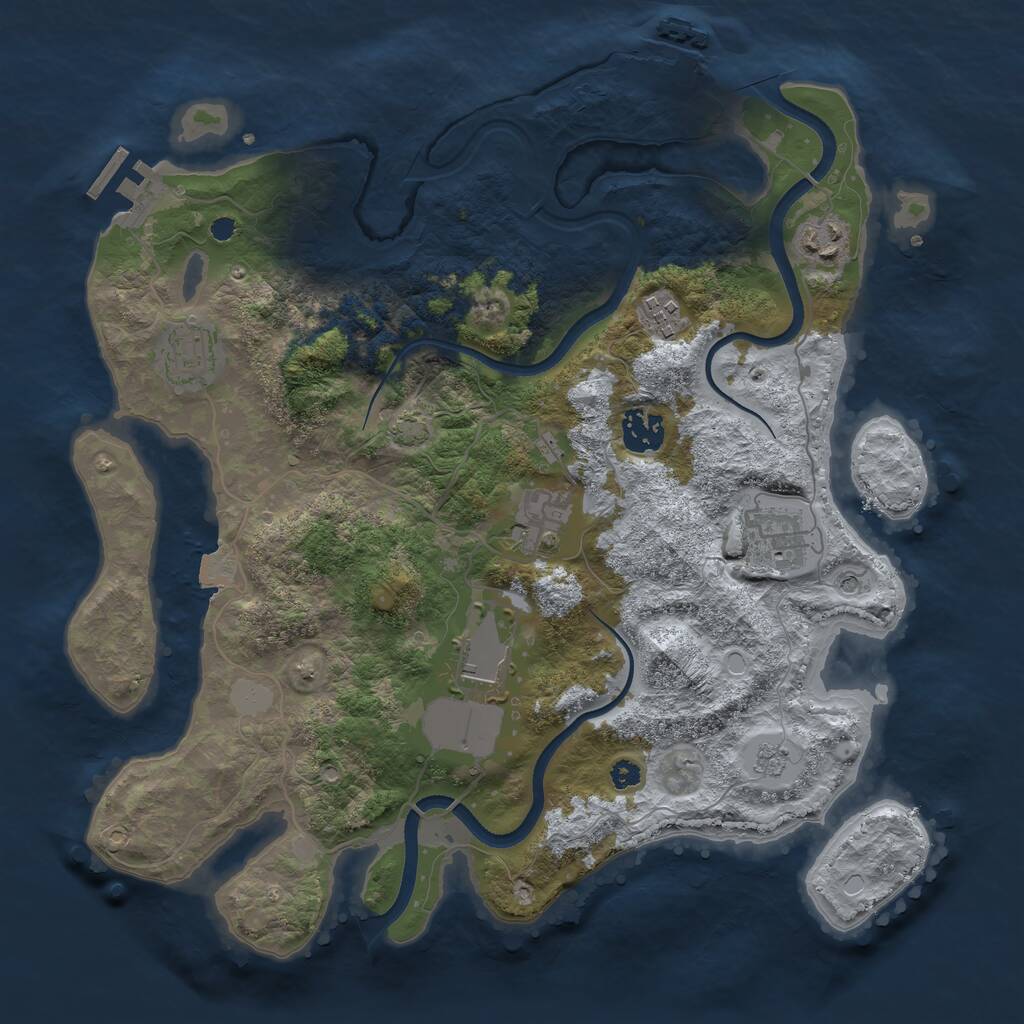 Rust Map: Procedural Map, Size: 3500, Seed: 6148420, 13 Monuments