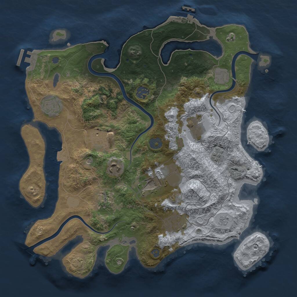 Rust Map: Procedural Map, Size: 3500, Seed: 6148420, 15 Monuments