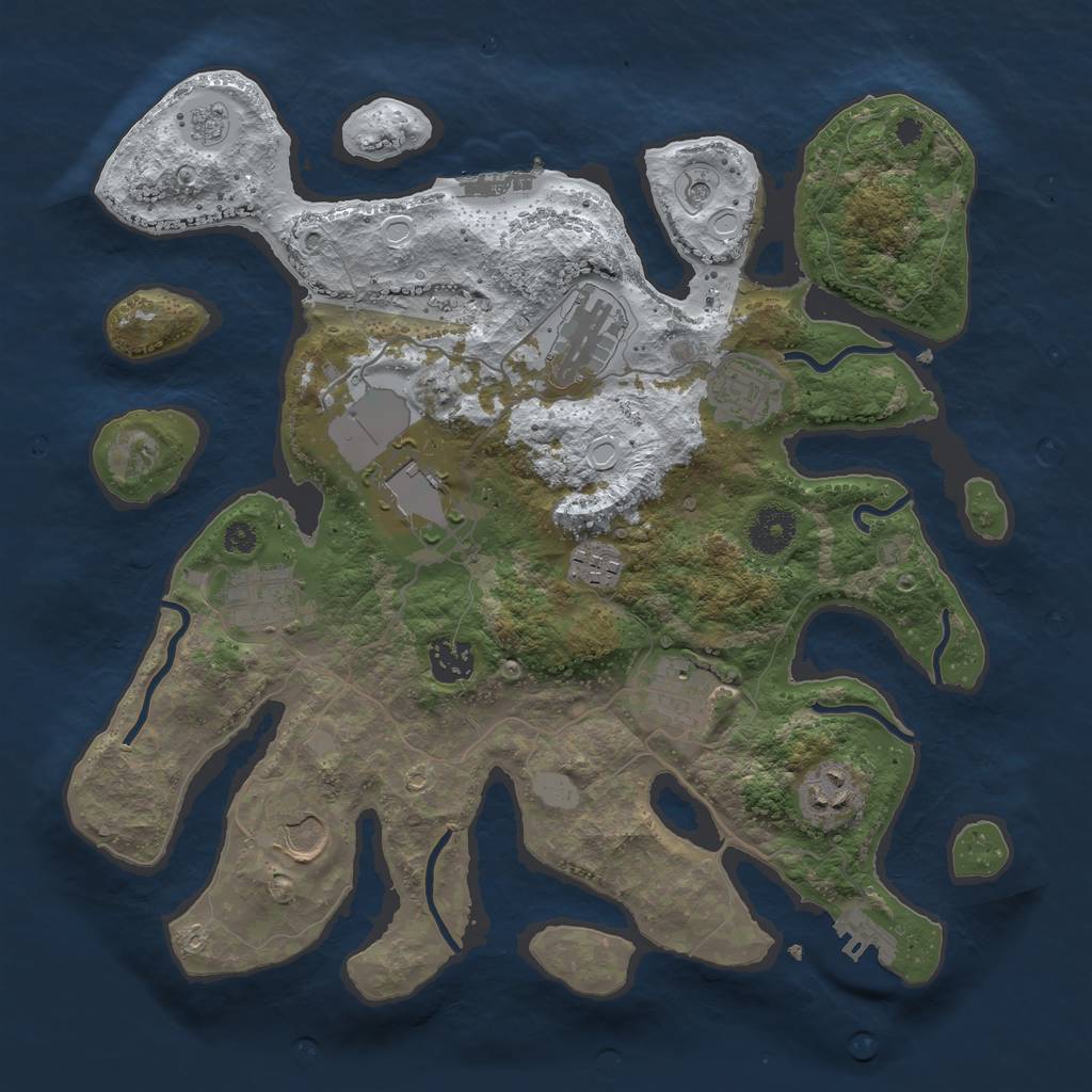Rust Map: Procedural Map, Size: 3500, Seed: 2096827, 18 Monuments