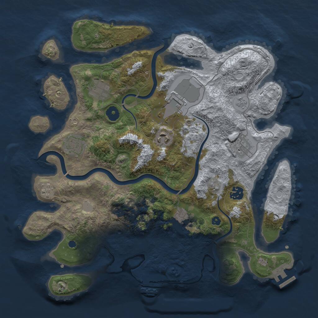 Rust Map: Procedural Map, Size: 3500, Seed: 1621922, 14 Monuments