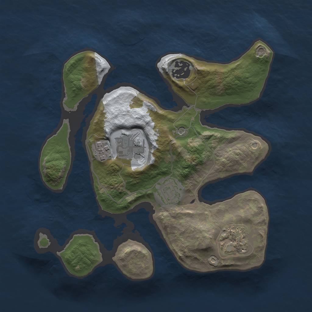 Rust Map: Barren, Size: 2500, Seed: 3213, 8 Monuments