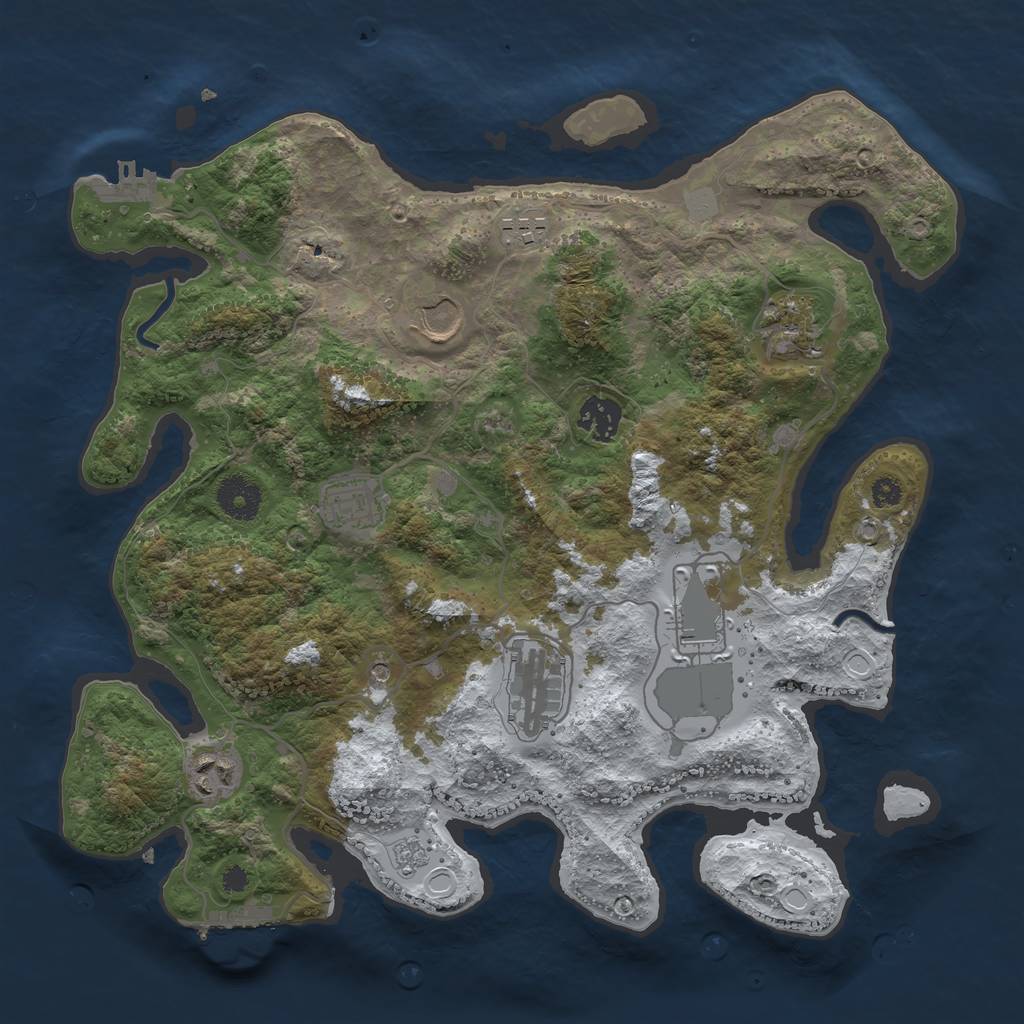Rust Map: Procedural Map, Size: 3500, Seed: 3245291, 17 Monuments