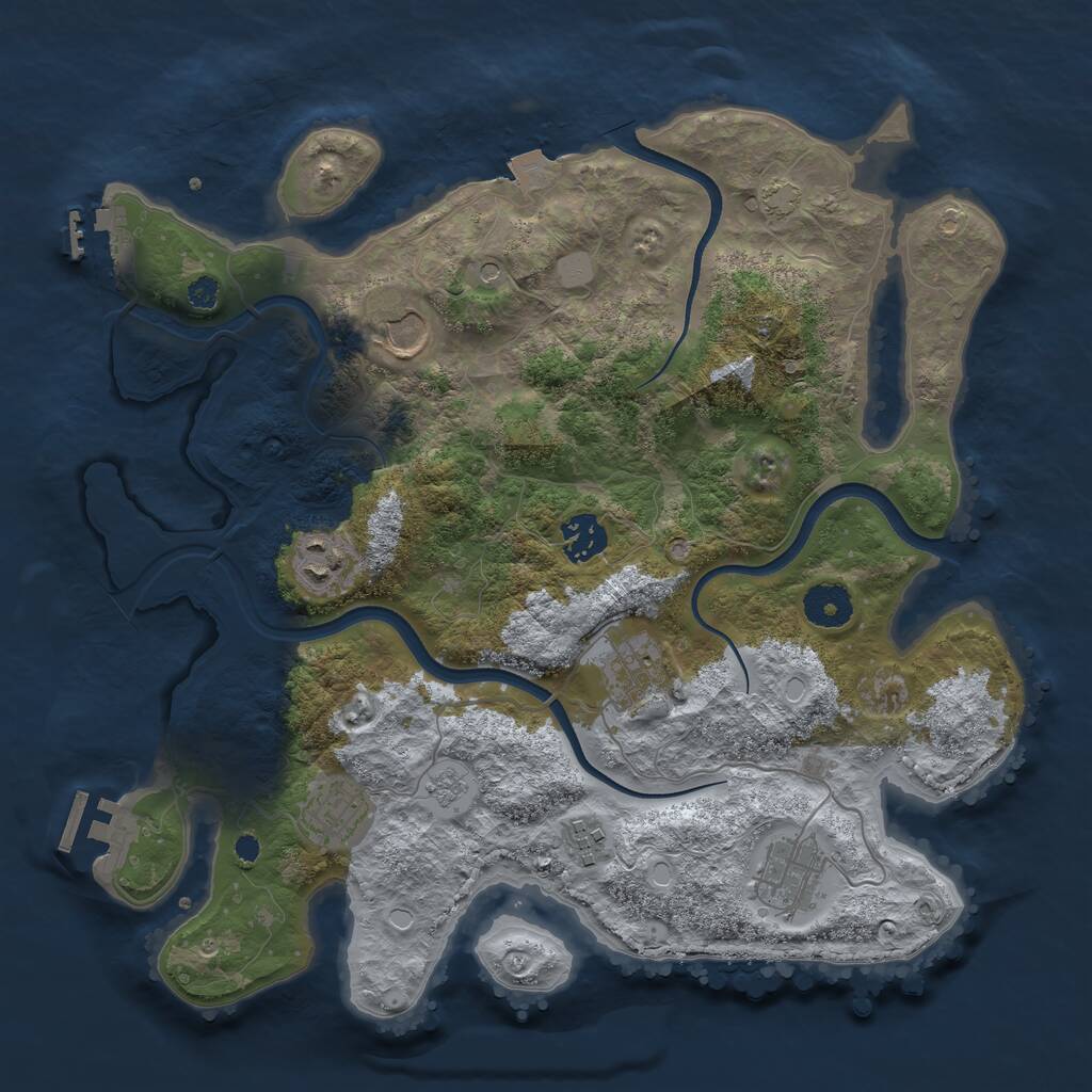 Rust Map: Procedural Map, Size: 3500, Seed: 5868527, 13 Monuments