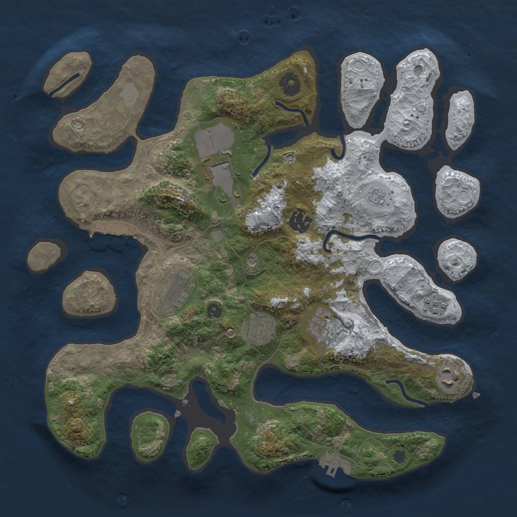 Rust Map: Procedural Map, Size: 3500, Seed: 4539069, 16 Monuments