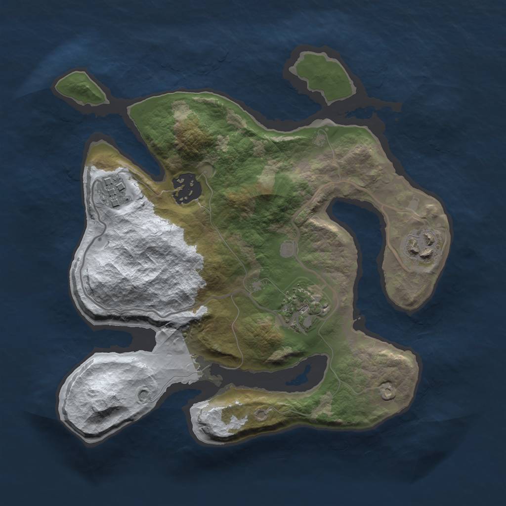 Rust Map: Barren, Size: 2500, Seed: 1500730, 6 Monuments
