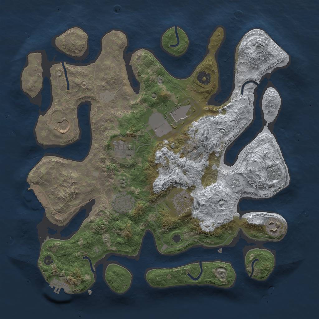 Rust Map: Procedural Map, Size: 3500, Seed: 1753, 16 Monuments