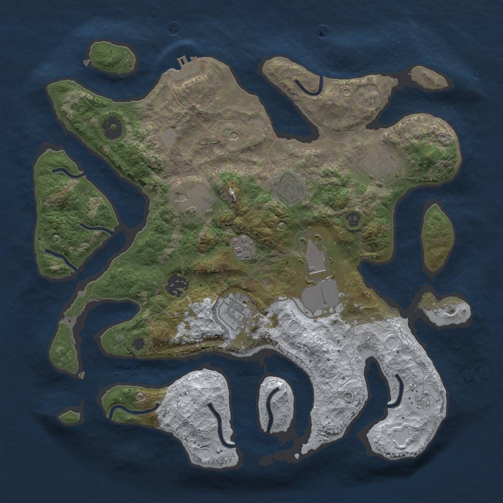 Rust Map: Procedural Map, Size: 3500, Seed: 4097316, 15 Monuments