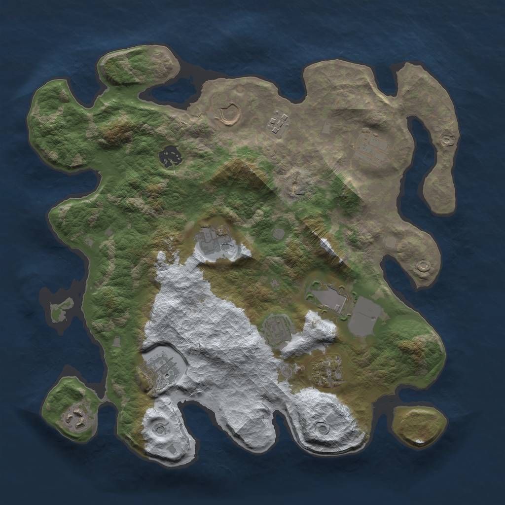 Rust Map: Barren, Size: 3500, Seed: 4523489, 13 Monuments