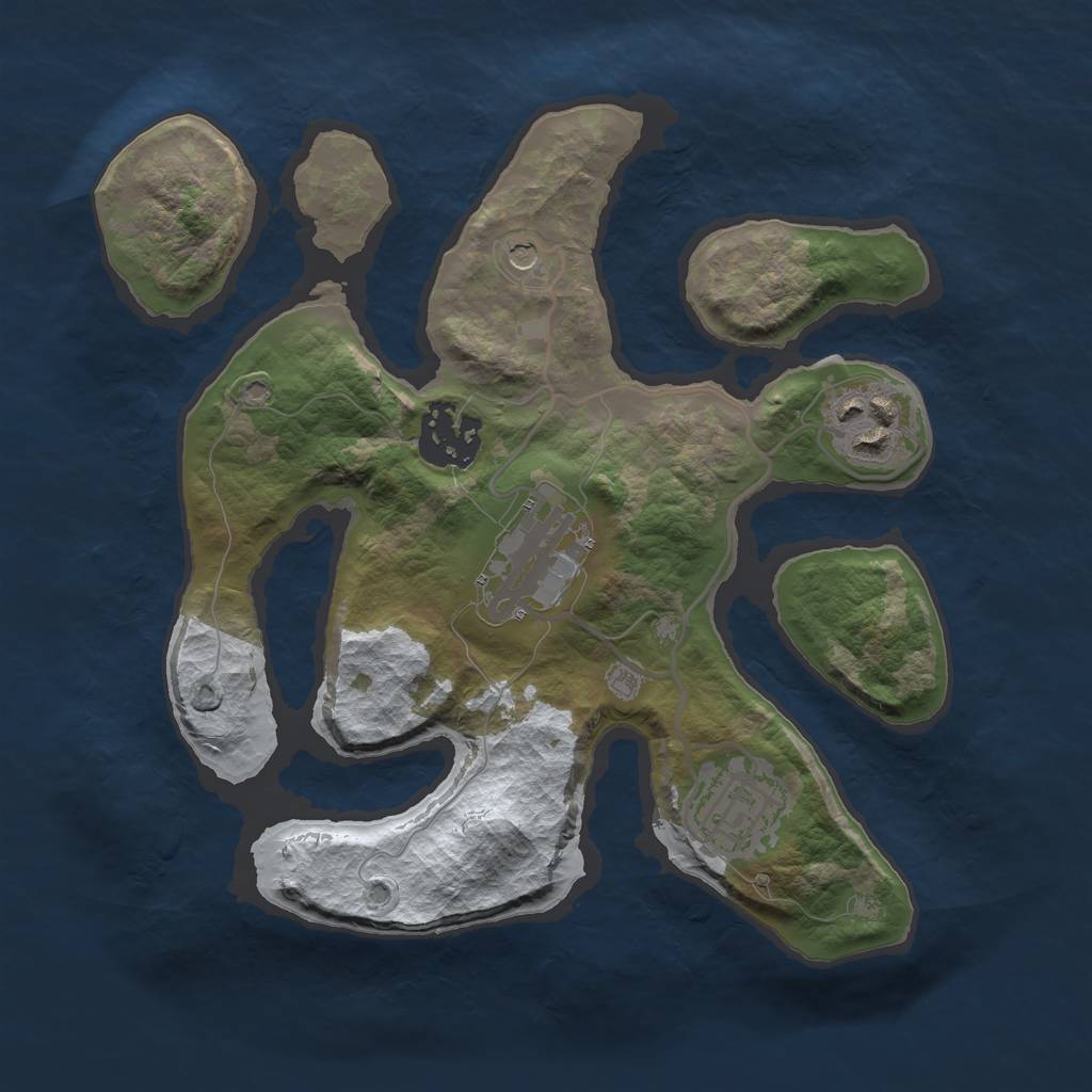 Rust Map: Barren, Size: 2500, Seed: 5958112, 7 Monuments