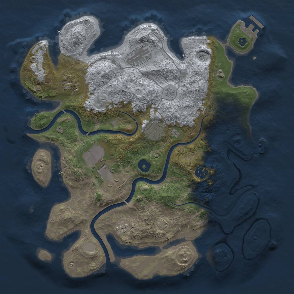 Rust Map: Procedural Map, Size: 3500, Seed: 1391075, 12 Monuments