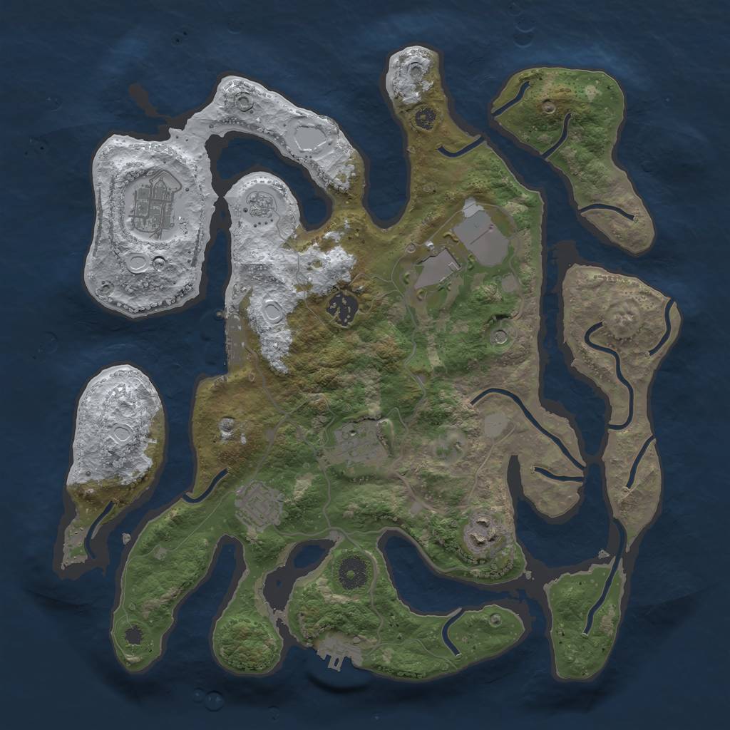 Rust Map: Procedural Map, Size: 3500, Seed: 1708700, 15 Monuments