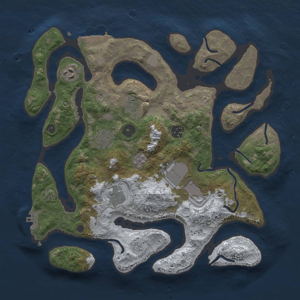 Rust Map: Procedural Map, Size: 3500, Seed: 5031, 16 Monuments
