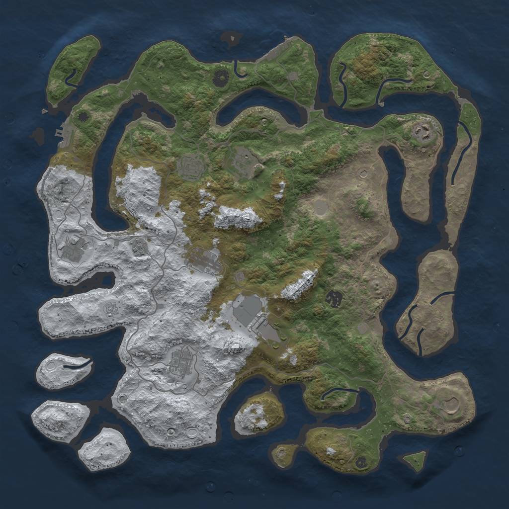 Rust Map: Procedural Map, Size: 4500, Seed: 7645845, 19 Monuments