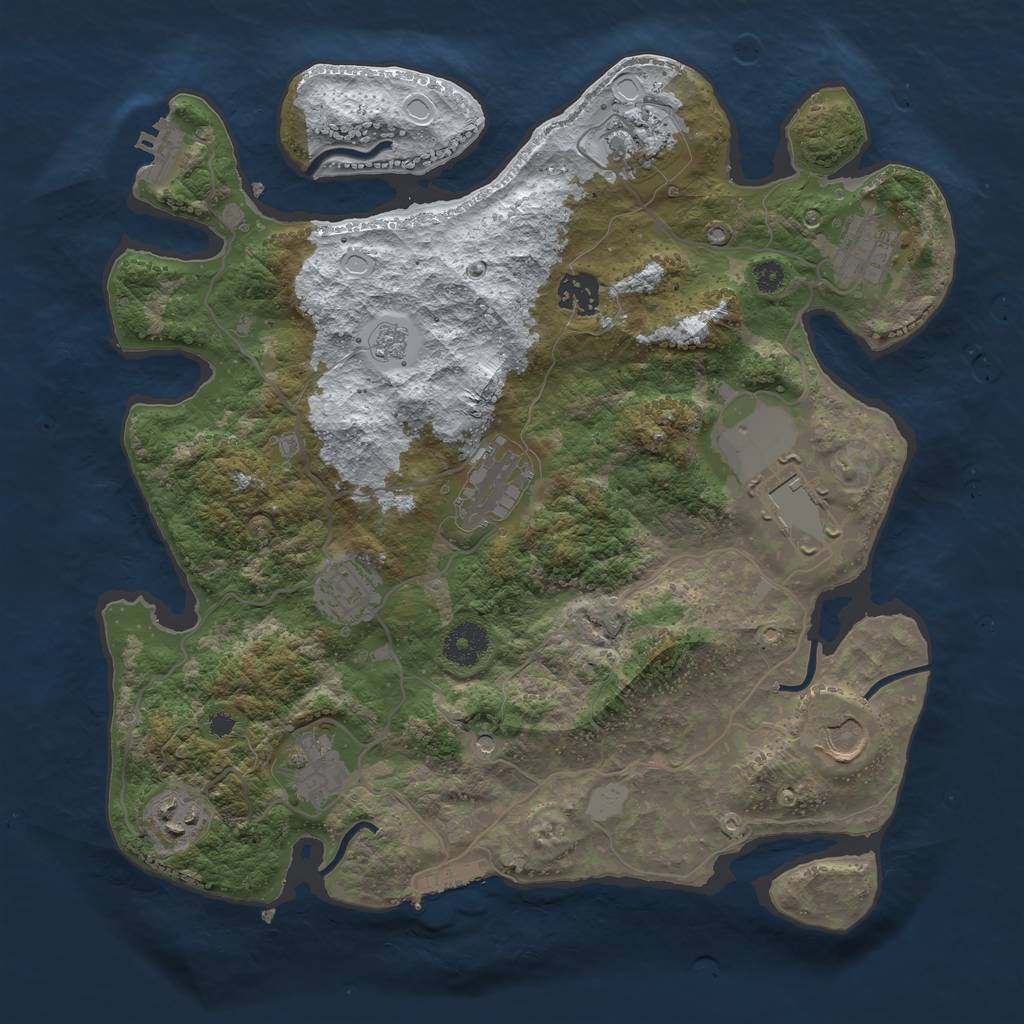 Rust Map: Procedural Map, Size: 3500, Seed: 720516, 18 Monuments