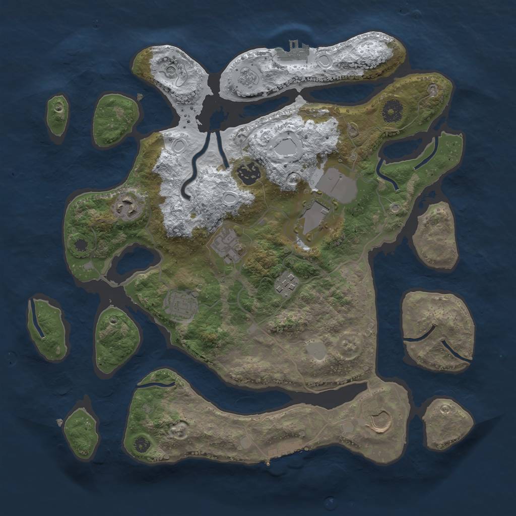Rust Map: Procedural Map, Size: 3500, Seed: 2814310, 16 Monuments