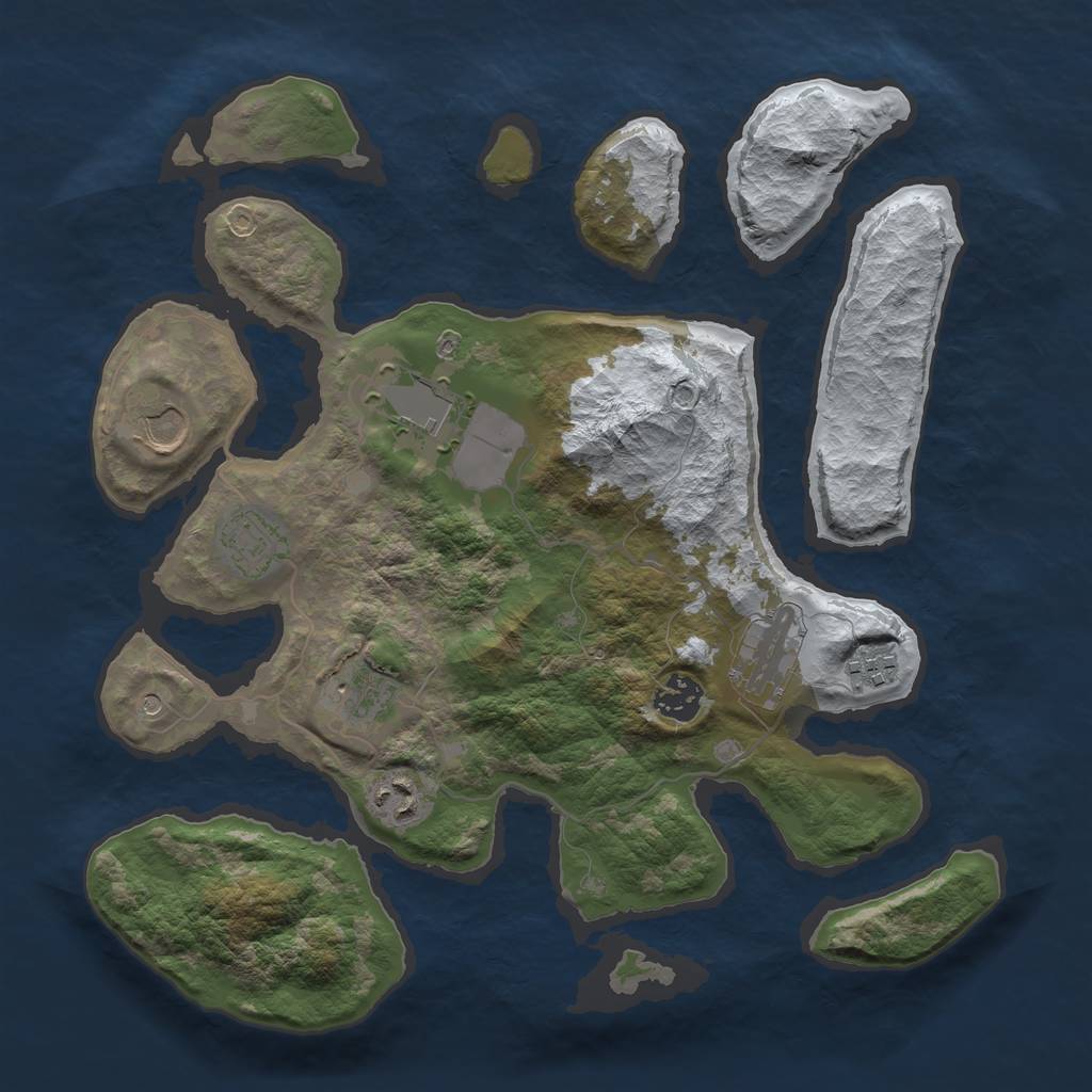 Rust Map: Barren, Size: 3500, Seed: 3883363, 11 Monuments