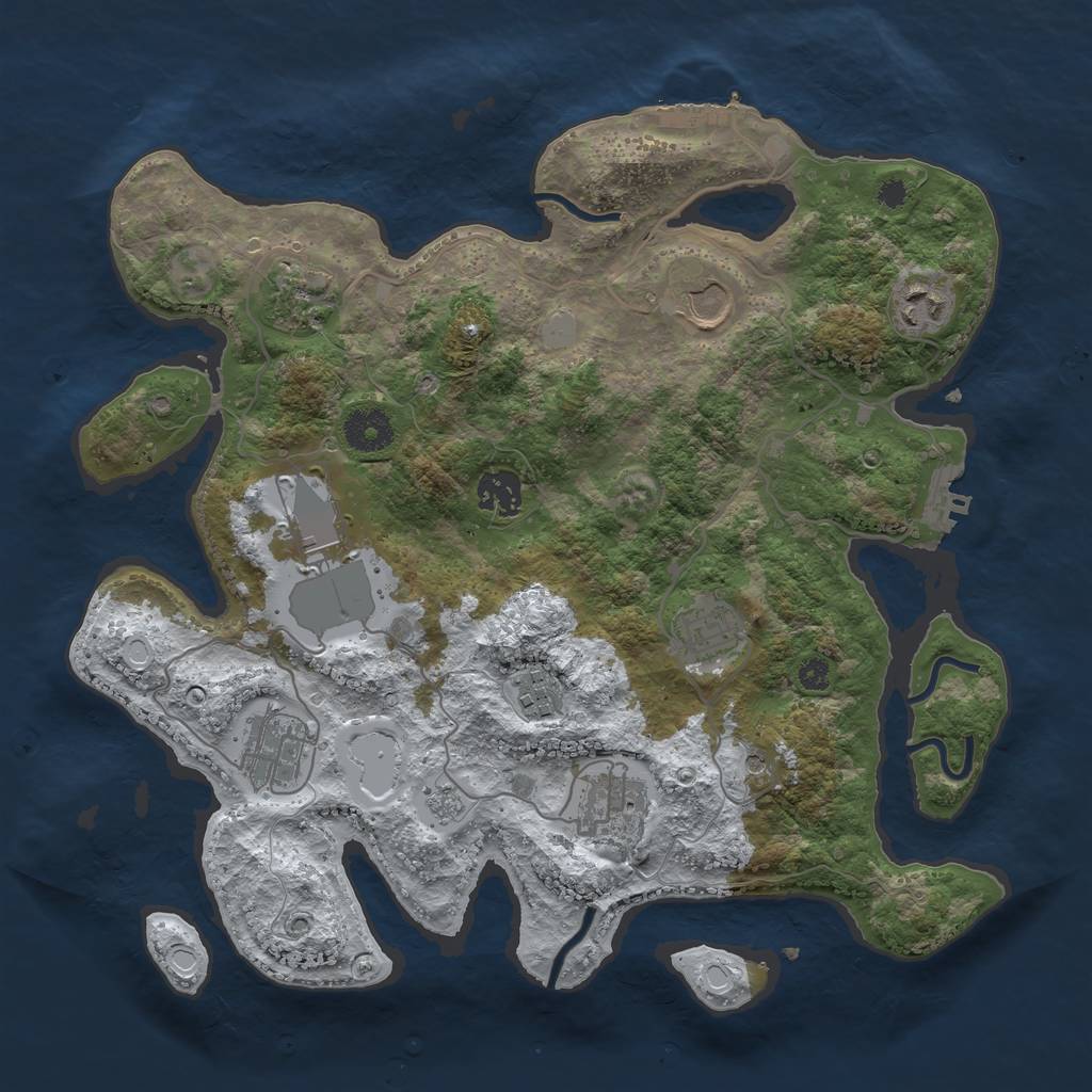 Rust Map: Procedural Map, Size: 3500, Seed: 6256375, 18 Monuments