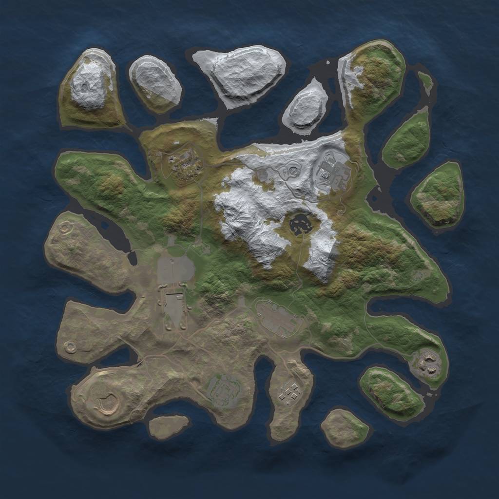 Rust Map: Barren, Size: 3500, Seed: 998050, 12 Monuments