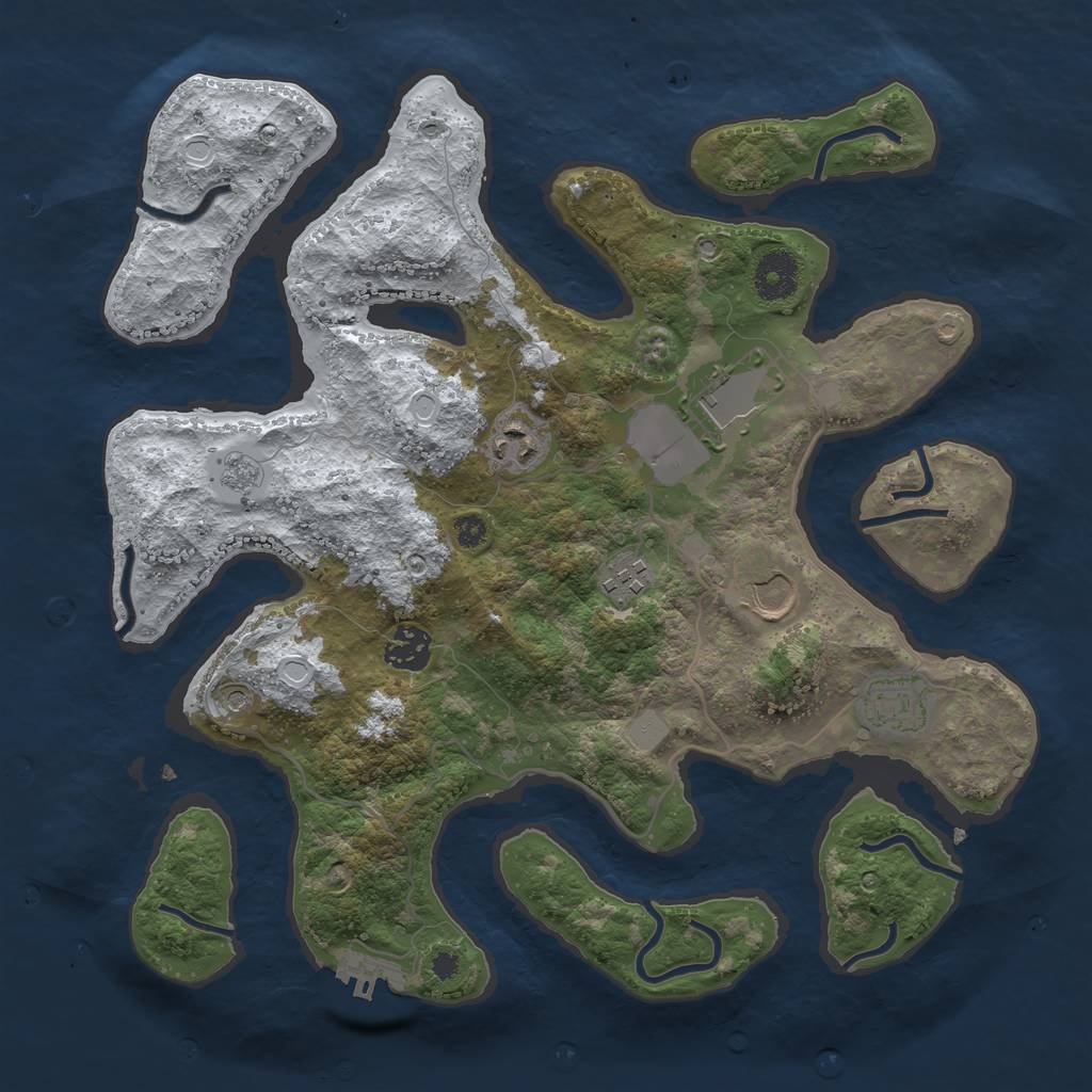Rust Map: Procedural Map, Size: 3500, Seed: 1640401, 14 Monuments