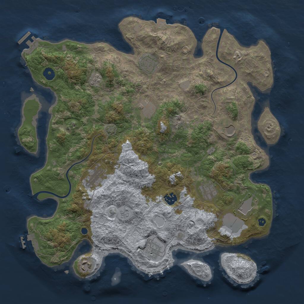 Rust Map: Procedural Map, Size: 3850, Seed: 1233595398, 15 Monuments