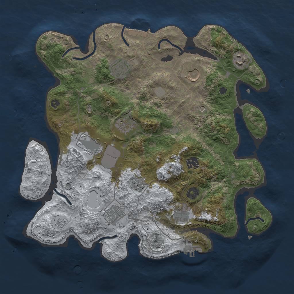 Rust Map: Procedural Map, Size: 3500, Seed: 5332574, 18 Monuments