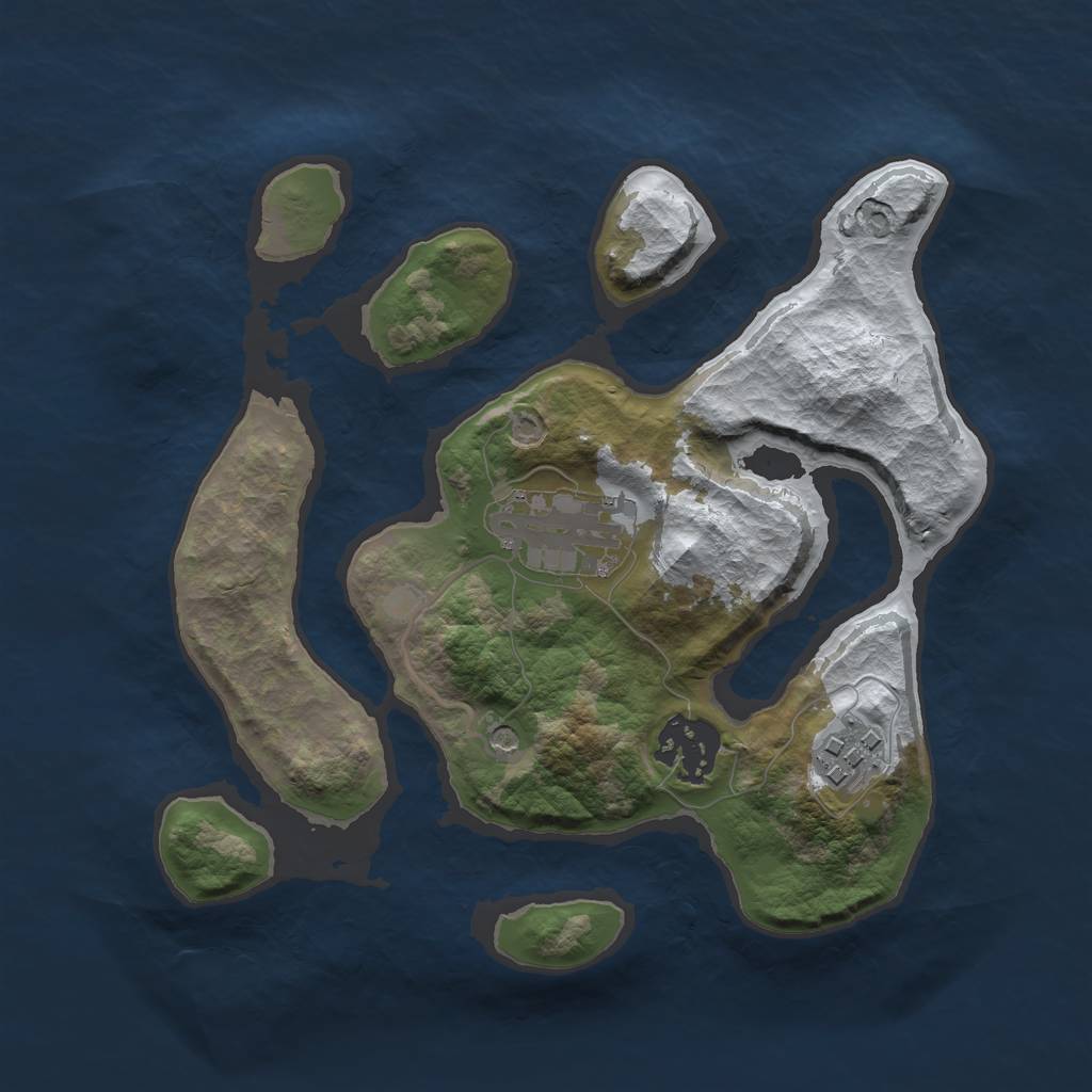 Rust Map: Barren, Size: 2500, Seed: 6370850, 6 Monuments