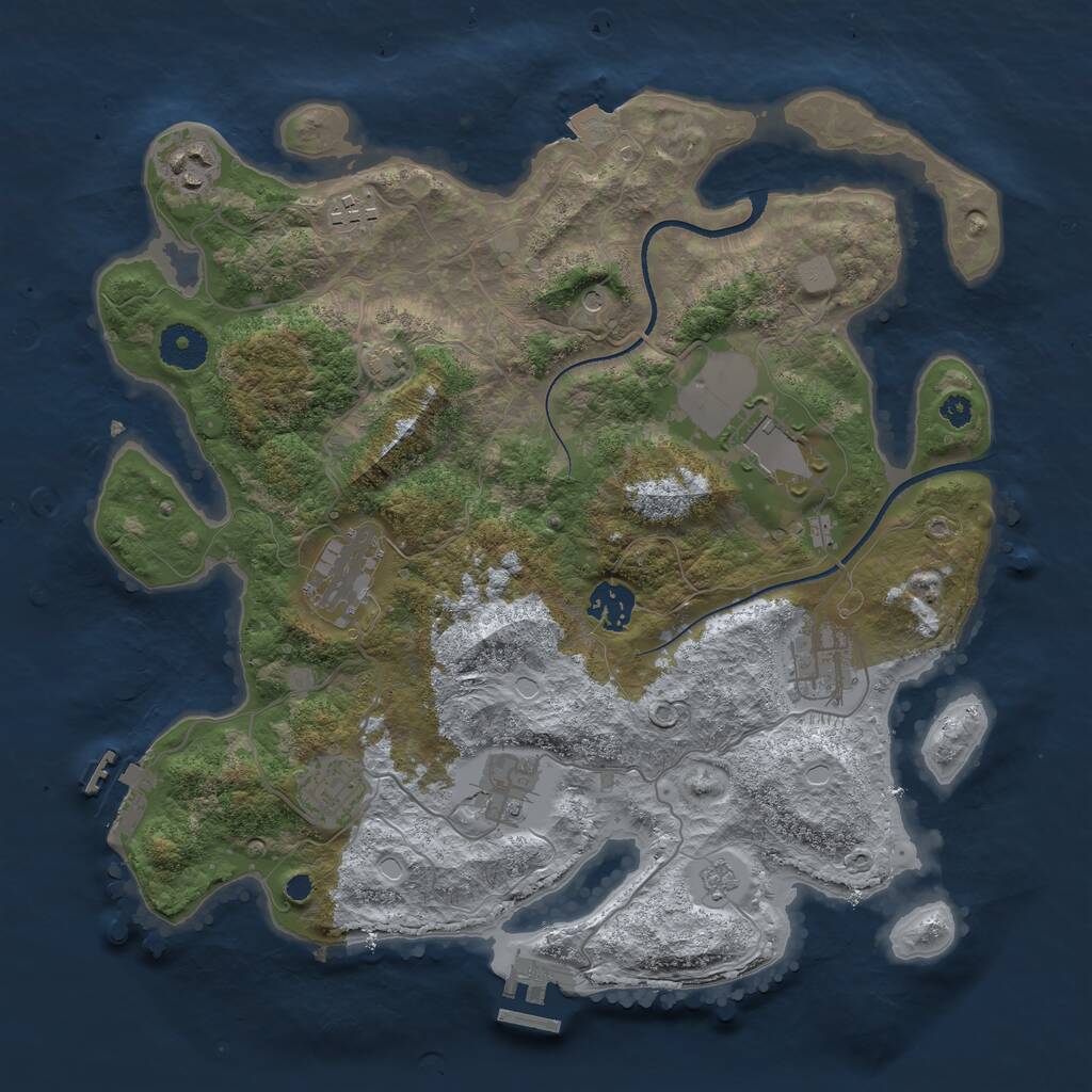 Rust Map: Procedural Map, Size: 3500, Seed: 4383633, 14 Monuments