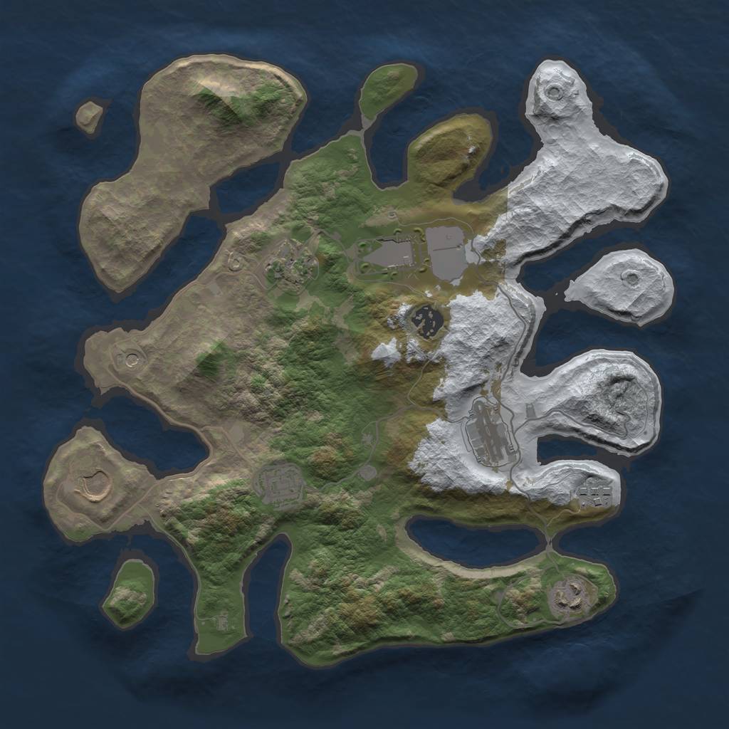 Rust Map: Barren, Size: 3500, Seed: 5315259, 11 Monuments
