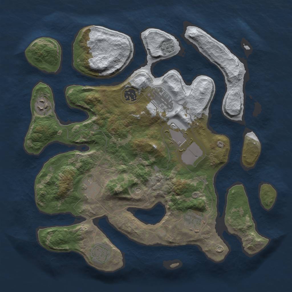 Rust Map: Barren, Size: 3500, Seed: 5633084, 11 Monuments