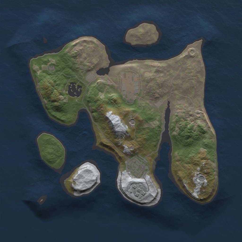 Rust Map: Barren, Size: 2500, Seed: 5898636, 7 Monuments