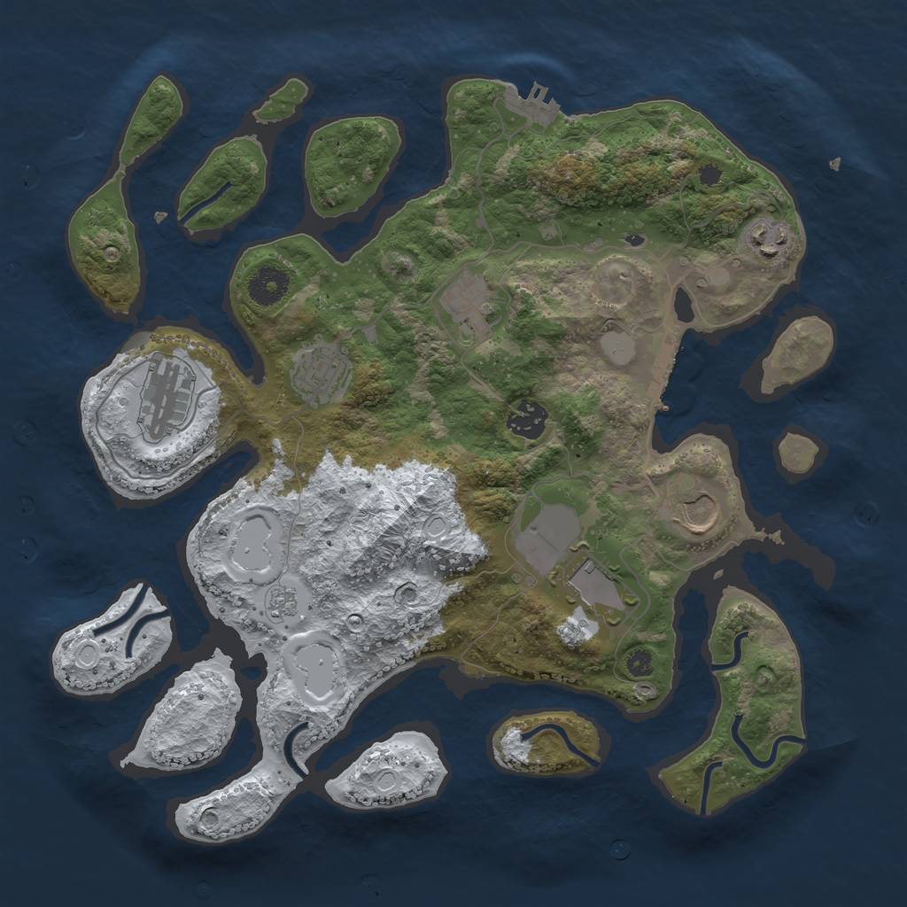 Rust Map: Procedural Map, Size: 3500, Seed: 6205871, 15 Monuments