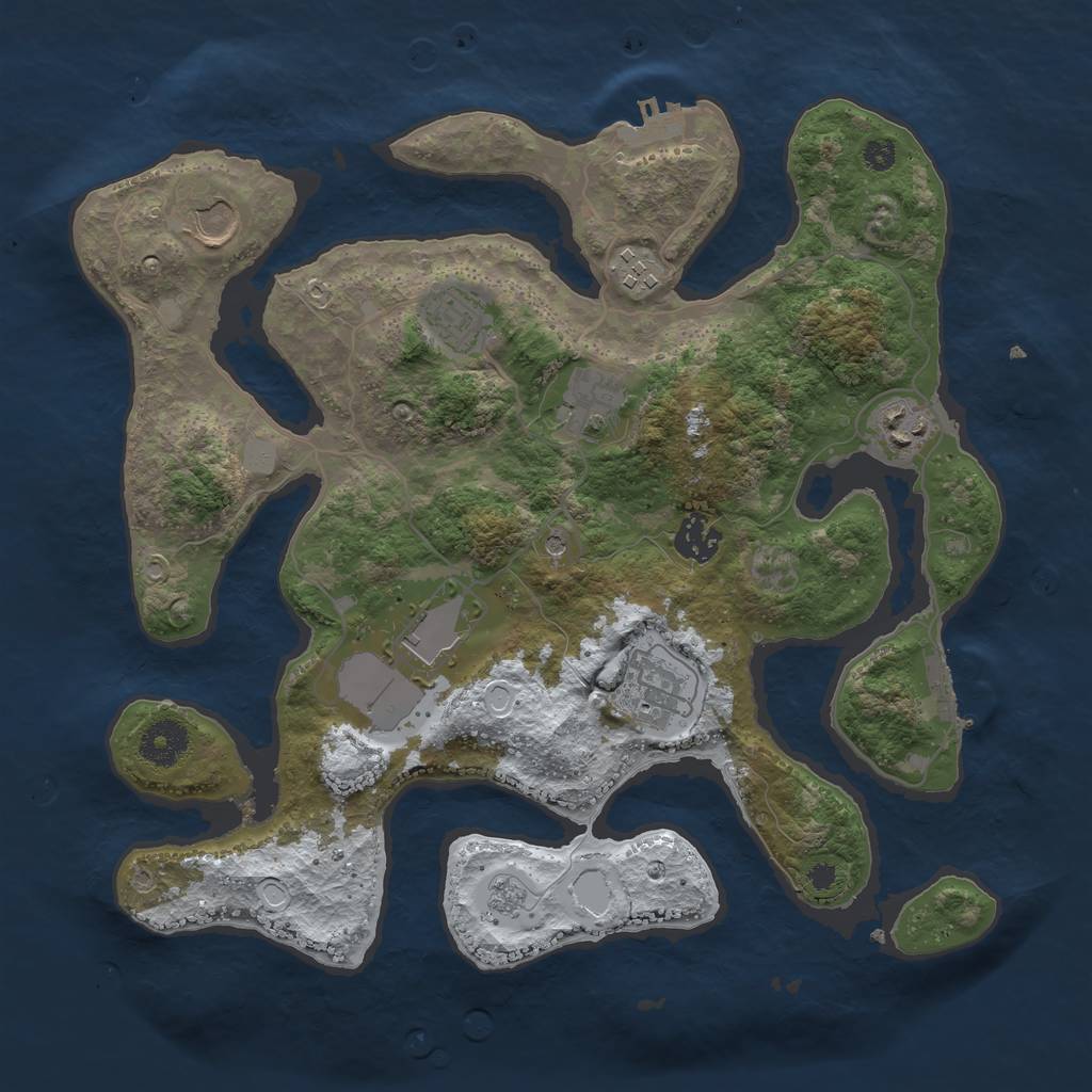 Rust Map: Procedural Map, Size: 3500, Seed: 3933694, 17 Monuments