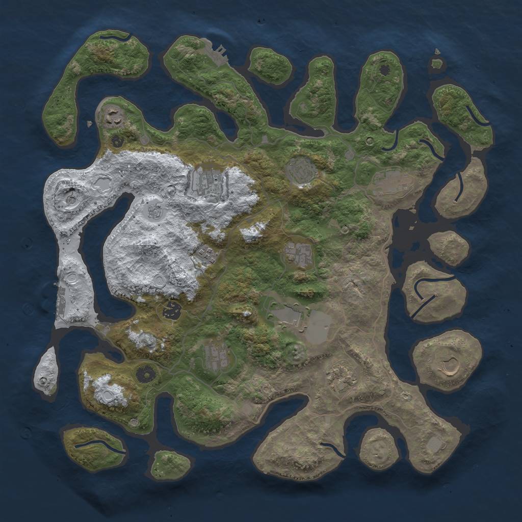 Rust Map: Procedural Map, Size: 4250, Seed: 1887270766, 20 Monuments