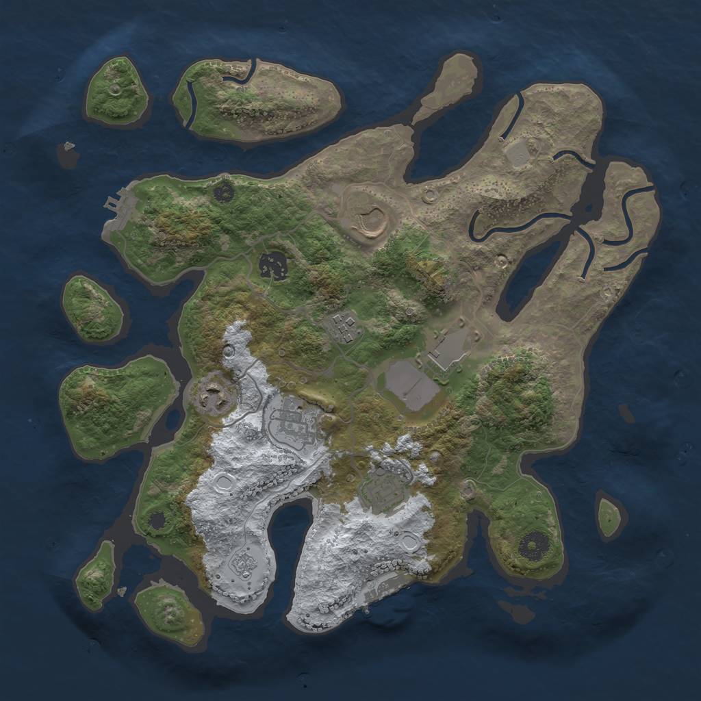 Rust Map: Procedural Map, Size: 3500, Seed: 4133382, 15 Monuments