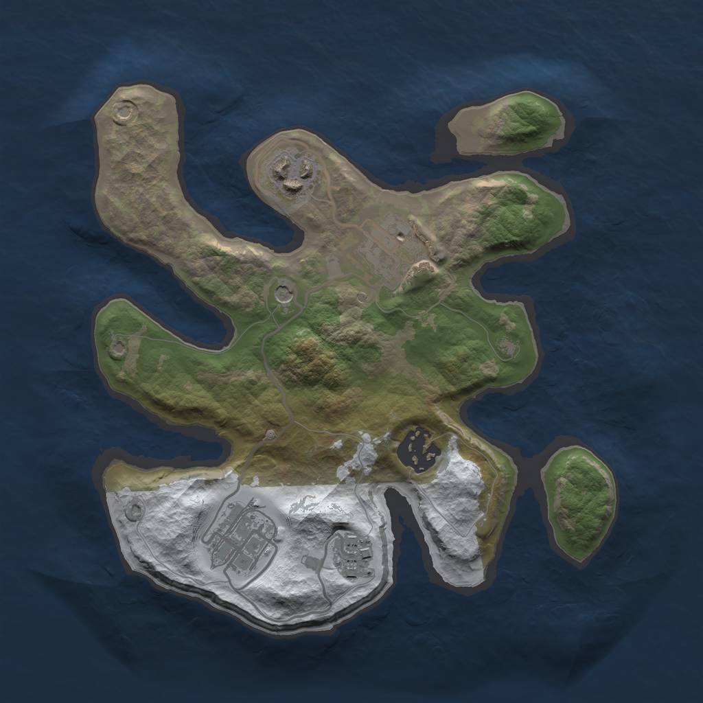Rust Map: Barren, Size: 2500, Seed: 3441007, 8 Monuments